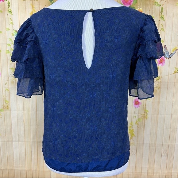 MARGARITA SAPLALA Blue Silk Top - Picture 4 of 7